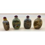 Four Chinese painted perfume/ snuff bottles [9cm high]