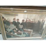 Religious German church scene picture, fitted in framing