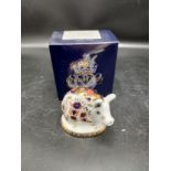 Royal crown Derby piglet with stopper and box .5cm In Height.