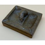 Robert Thompson Mouseman two section dish with mouse carving. [12x10cm]