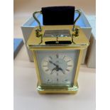 As New Matthew Norman brass carriage clock. Comes with box.