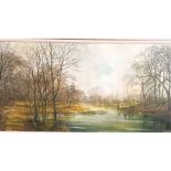 Austin Price Oil painting on canvas depicting woodland river scene Dated 1969 [Frame 55x105cm]