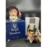 Royal doulton large character jug Sir Walter Raleigh together with Duke of Wellington both boxed .