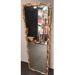 Full length antique style rectangular mirror, the peripheral with moulded gilt design (128x44cm)