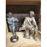 Antique bronze figure gentleman signed to base together with Large antique style gilt figure sat