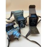 Three various vintage Voigtlander cameras, Two Brillant and Vito B Models