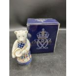 Royal crown Derby mini teddy bear cook with box. 9cm In height.