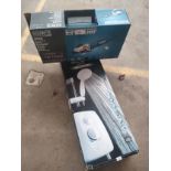 Mira shower together with Erbauer angle grinder boxed