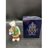 Royal crown Derby mini teddy bear gardener . 9cm in height .