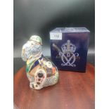 Royal crown Derby blue Irish Kerry dog paperweight with box . No stopper .