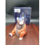 Royal crown Derby honey bear paperweight with stopper and box .