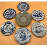 A Collection of Provincial Chinese blue and white plates together with a Chinese pottery and white