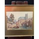 Pierre Le Boeuff Two original watercolour artworks titled ' Strasburg & Tropes [France' [49x56cm]