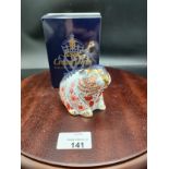 Royal crown Derby beaver paperweight with stopper and box.