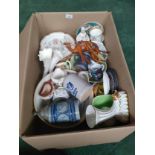 Large box of collectables includes German tankards etc .