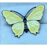 Sterling silver and enamel butterfly brooch. Maker J.A.&.S.