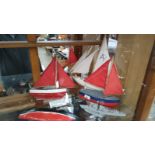 A Collection of Vintage Boats to include handmade Frigate with inscription.