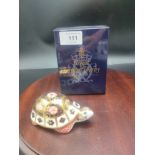 Royal crown Derby Yorkshire rose tortoise paperweight with stopper and box.