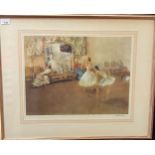 William Russell Flint R.A. 'The Mirror of the Ballet' Signed proof in colour. [Frame 60x74cm]