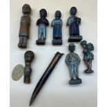 A Collection of Antique Tribal/ African wooden hand carved figures, includes Ibo Onitshwa Province