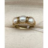 9ct yellow gold and pearl set ladies ring. [Ring size N] [4.86grams]