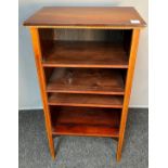 Edwardian mahogany bookcase, the square top with banded inlay and parquetry, above four open