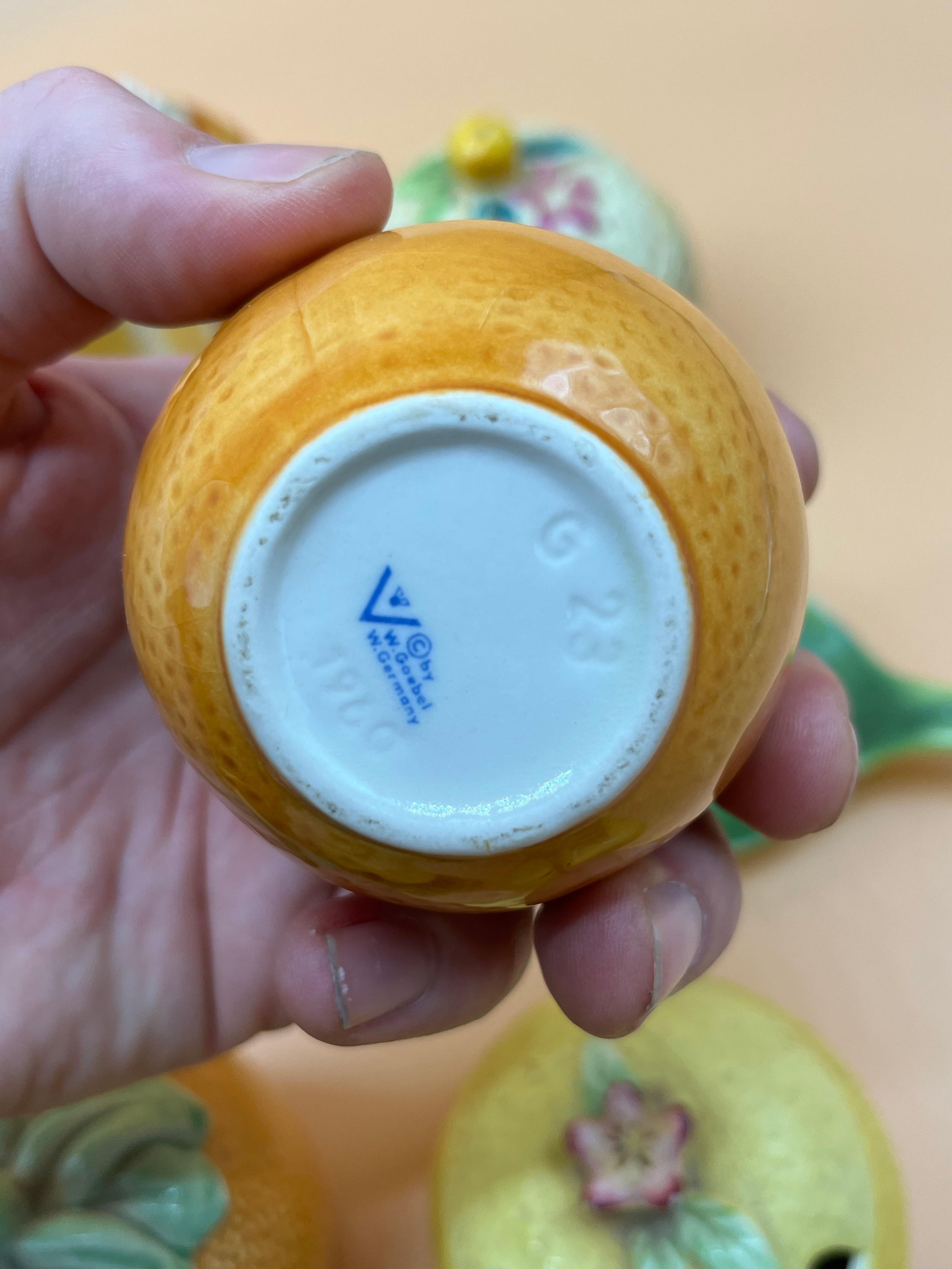 A Collection of various porcelain makers marmalade preserve pots in the form of oranges and - Image 9 of 11