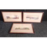 Set of 3 watercolours signed D.C dated 1895