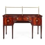 GEORGE III MAHOGANY SERPENTINE SIDEBOARD LATE 18TH CENTURY the serpentine top with a brass gallery