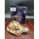 Royal crown Derby Yorkshire rose tortoise paperweight with box .