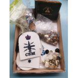 Box of royal navy rank badges , buttons etc.