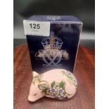 Royal crown Derby paptim plumstead piglet with stopper and box .