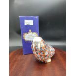 Royal crown Derby Walrus paperweight with stopper and box .