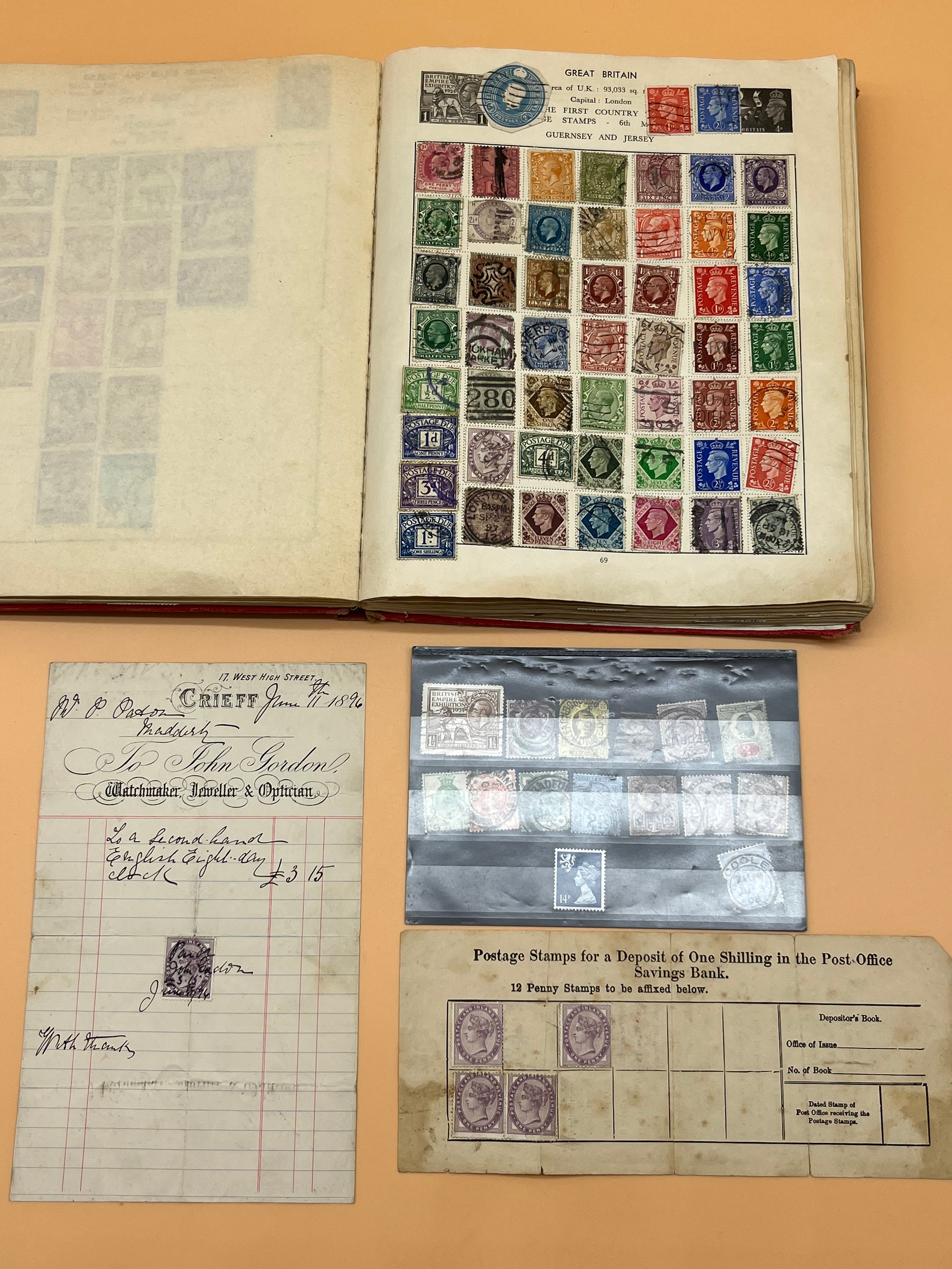 Vintage stamp album containing a collection of world stamps