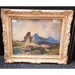 Oil on canvas depicting ruins within a wooden gilded frame, signed William Aitken 1957. [50x60cm]