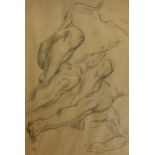 Monogrammed Charcoal study of a male torso and legs [46x40cm]