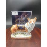 Royal crown Derby paperweight The Royal Windsor Corgi commissioned by Peter Jones with stopper and