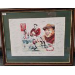 A Wooden Spoon Society Framed Print of the Welsh Rugby Team Showing Players in action conductor