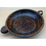 African Tribal hand carved wooden two handle wash bowl/ serving bowl. [handle- handle 56cm]