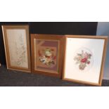 3 Framed needle works depicting flowers [66x43cm]