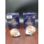 2 Royal crown Derby Hawthorn hedgehogs with boxes .