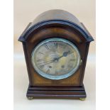 Antique mantel clock by Johnston & Co, Glasgow. Edwardian inlaid casing. French Medaille. Comes with