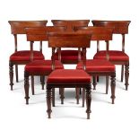 SET OF SIX WILLIAM IV MAHOGANY DINING CHAIRS EARLY 19TH CENTURY the wide curved tablet backs on
