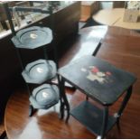 Eastern themed cake stand together with 2 tier table . needs attention .