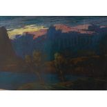 Pastel landscape of Loch Lubnaig in the evening, signed. [43x52cm]