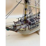 Large Hand built Galleon ship fitted with rigging. Comes with wooden stand. [63x80cm]