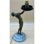 Josef Lerenzo inspired art deco nude lady standing lamp. Sat upon an onyx base. [36cm high]