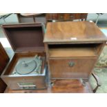 1950s ecko turntable cabinet with Garrard record player together with bed side cabinet .