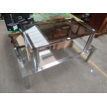 Two Vintage Glass Topped Coffee Tables