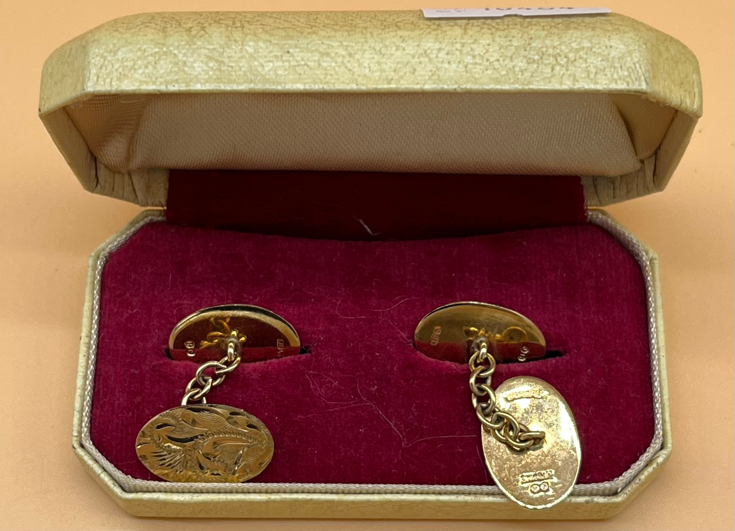 Pair of 9ct gold cufflinks with original box [4.44grams] - Image 2 of 2